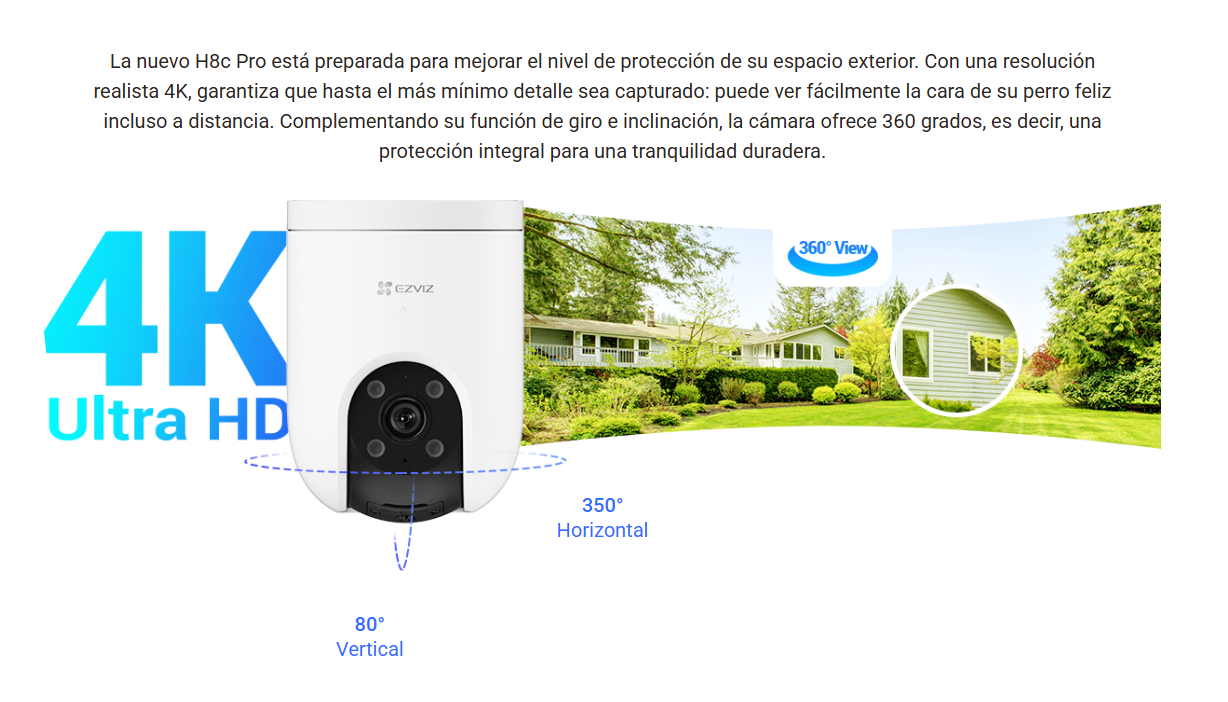 Cámara EZVIZ H8C Pro 4K 8MP Wifi Visión Nocturna 360° PTZ imagen 5